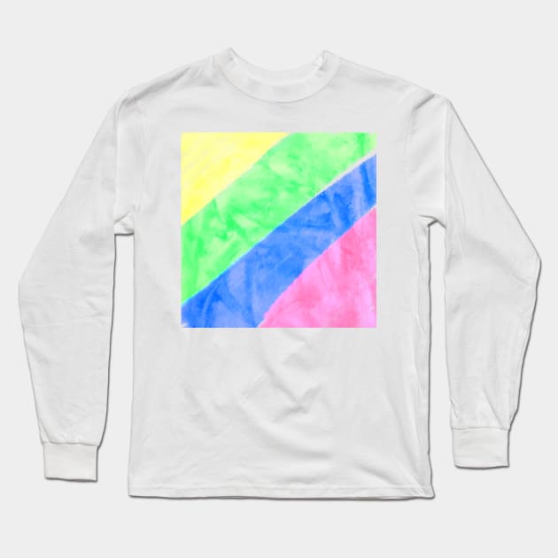 Blue pink green yellow watercolor abstract Long Sleeve T-Shirt by Artistic_st